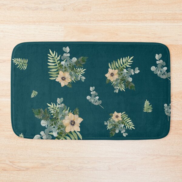 Item preview, Anemone leaves bouquet a watercolor cute pattern turquoise designed and sold by Yana Mustafina | Boho Soulful Designs.