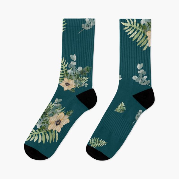 Item preview, Anemone leaves bouquet a watercolor cute pattern turquoise designed and sold by Yana Mustafina | Boho Soulful Designs.