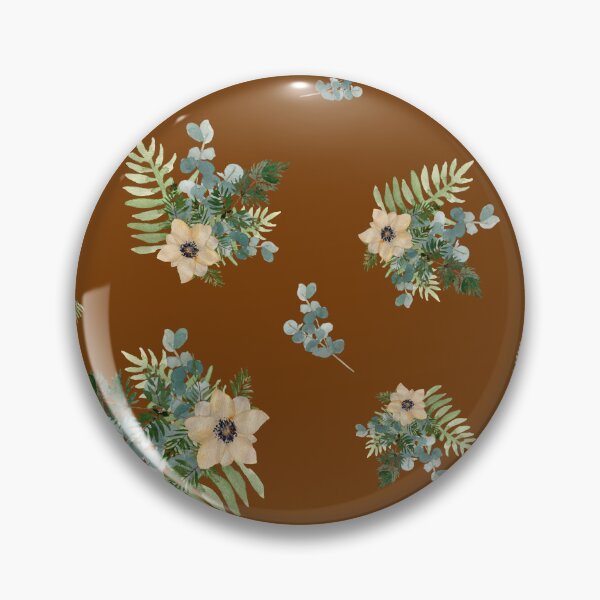 Item preview, Anemone leaves bouquet a watercolor cute pattern brown designed and sold by Yana Mustafina | Boho Soulful Designs.
