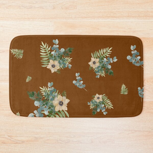 Item preview, Anemone leaves bouquet a watercolor cute pattern brown designed and sold by Yana Mustafina | Boho Soulful Designs.