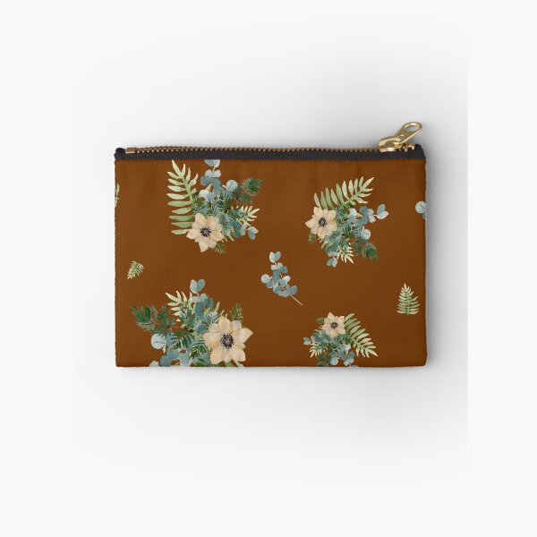 Item preview, Anemone leaves bouquet a watercolor cute pattern brown designed and sold by Yana Mustafina | Boho Soulful Designs.