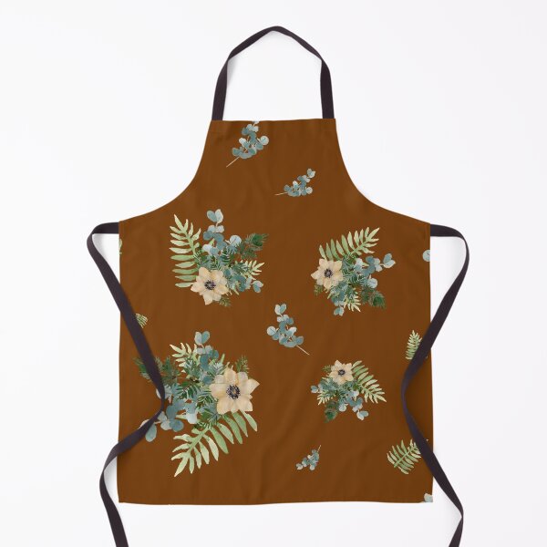 Item preview, Anemone leaves bouquet a watercolor cute pattern brown designed and sold by Yana Mustafina | Boho Soulful Designs.
