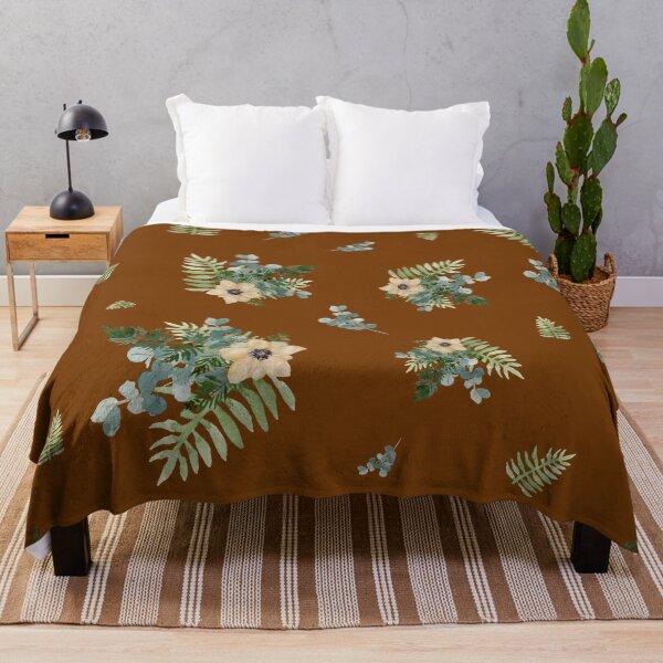 Item preview, Anemone leaves bouquet a watercolor cute pattern brown designed and sold by Yana Mustafina | Boho Soulful Designs.