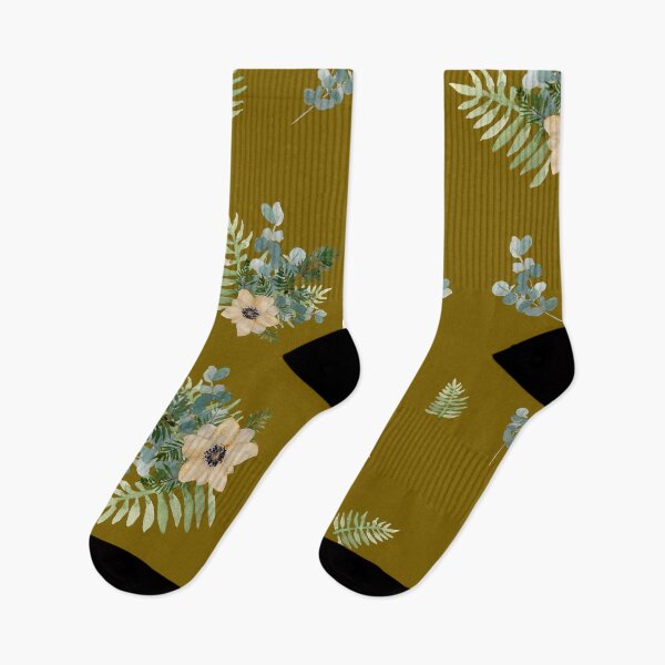 Item preview, Anemone leaves bouquet a watercolor cute pattern khaki designed and sold by Yana Mustafina | Boho Soulful Designs.
