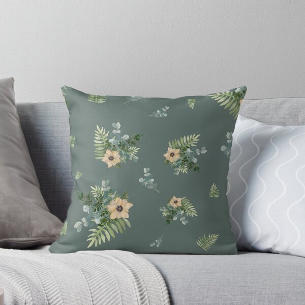 Item preview, Anemone leaves bouquet a watercolor cute pattern mint designed and sold by Yana Mustafina | Boho Soulful Designs.