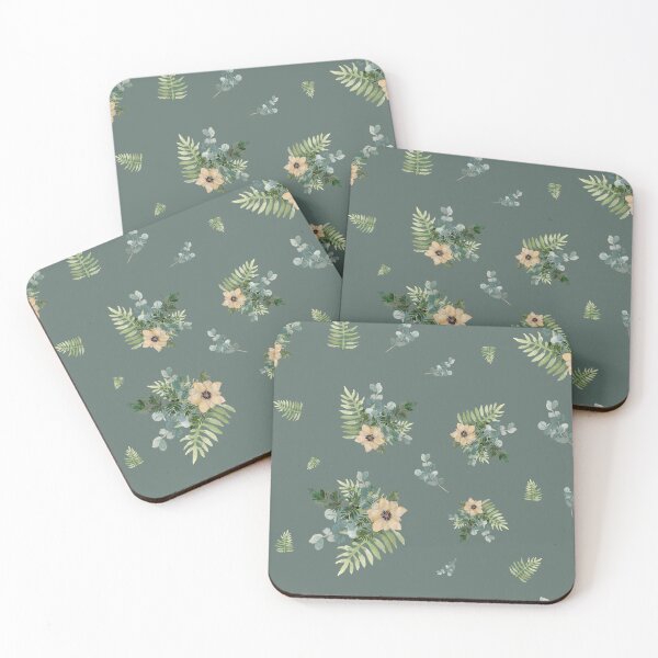 Item preview, Anemone leaves bouquet a watercolor cute pattern mint designed and sold by Yana Mustafina | Boho Soulful Designs.