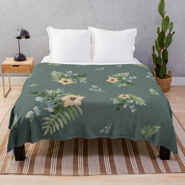 Item preview, Anemone leaves bouquet a watercolor cute pattern mint designed and sold by Yana Mustafina | Boho Soulful Designs.