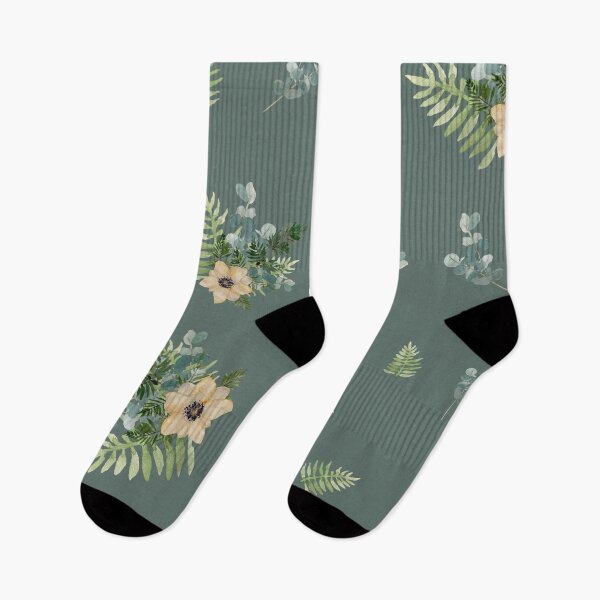 Item preview, Anemone leaves bouquet a watercolor cute pattern mint designed and sold by Yana Mustafina | Boho Soulful Designs.