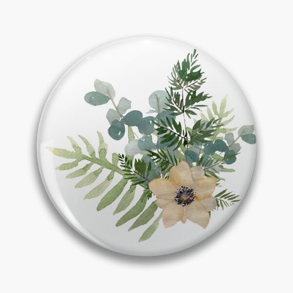 Item preview, Anemone branch leaves bouquet a watercolor sketch  designed and sold by Yana Mustafina | Boho Soulful Designs.