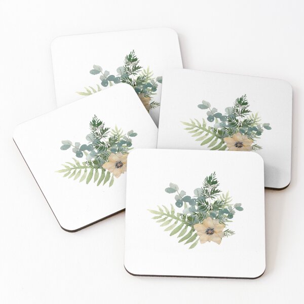 Item preview, Anemone branch leaves bouquet a watercolor sketch  designed and sold by Yana Mustafina | Boho Soulful Designs.