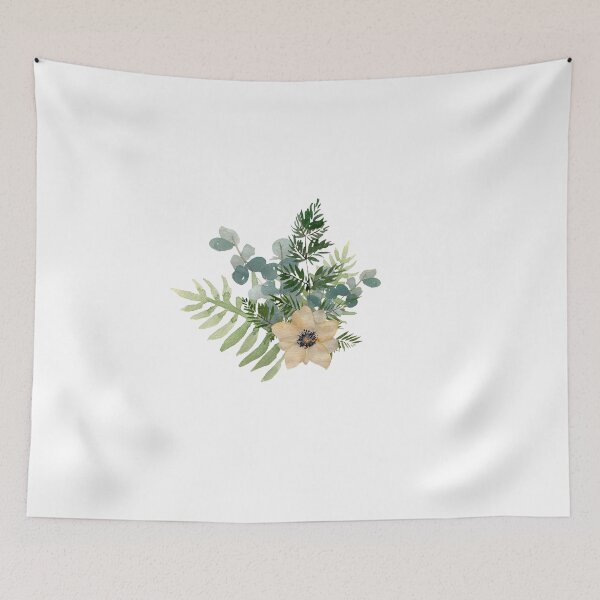 Item preview, Anemone branch leaves bouquet a watercolor sketch  designed and sold by Yana Mustafina | Boho Soulful Designs.