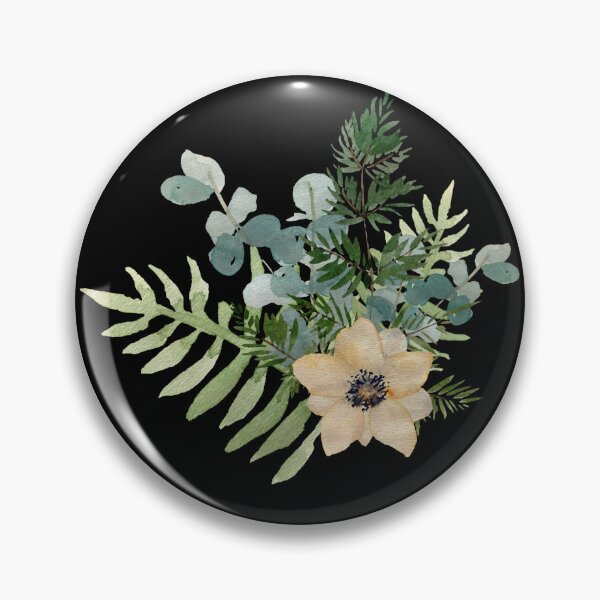 Item preview, Anemone branch leaves bouquet a watercolor sketch black designed and sold by Yana Mustafina | Boho Soulful Designs.