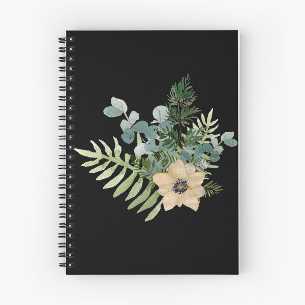 Item preview, Anemone branch leaves bouquet a watercolor sketch black designed and sold by Yana Mustafina | Boho Soulful Designs.