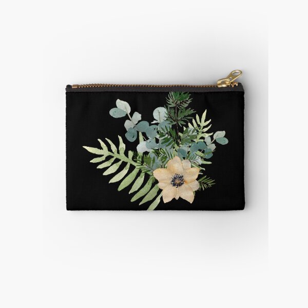 Item preview, Anemone branch leaves bouquet a watercolor sketch black designed and sold by Yana Mustafina | Boho Soulful Designs.