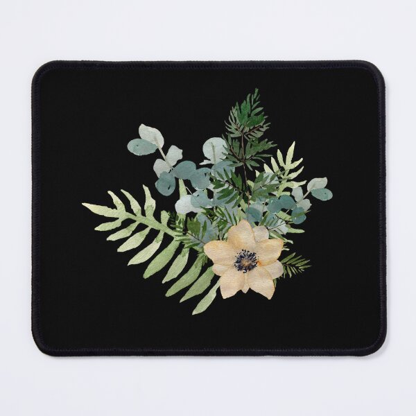 Item preview, Anemone branch leaves bouquet a watercolor sketch black designed and sold by Yana Mustafina | Boho Soulful Designs.