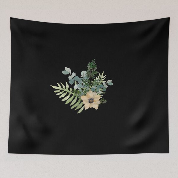 Item preview, Anemone branch leaves bouquet a watercolor sketch black designed and sold by Yana Mustafina | Boho Soulful Designs.