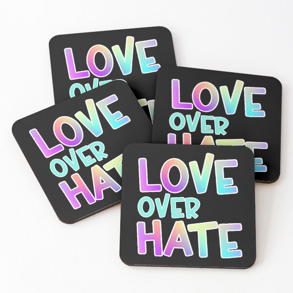 Item preview, Love Over Hate Colorful Gradient White Outline Sans Serif Typography Inspirational Quote designed and sold by Cawaiico.