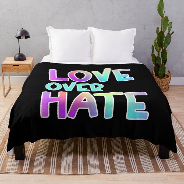 Item preview, Love Over Hate Colorful Gradient White Outline Sans Serif Typography Inspirational Quote designed and sold by Cawaiico.