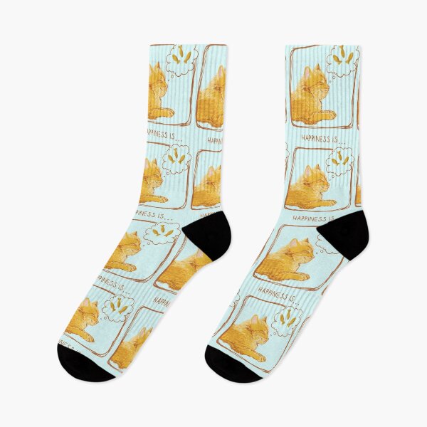 Item preview, Orange cat dreaming of cat treats food blue designed and sold by Fransyn.