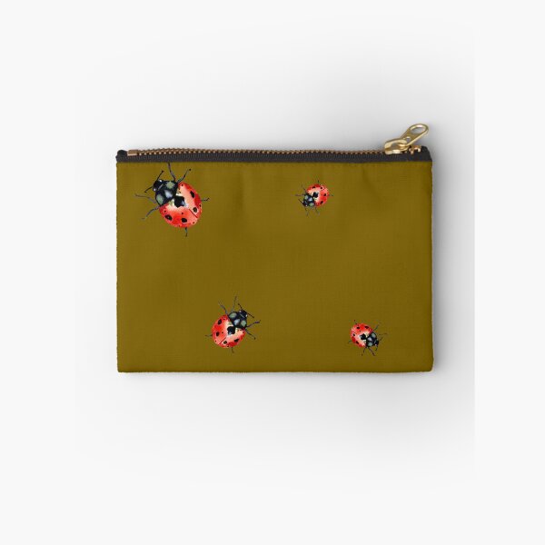 Item preview, Ladybug red nature pattern a watercolor sketch khaki designed and sold by Yana Mustafina | Boho Soulful Designs.