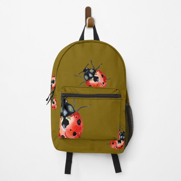 Item preview, Ladybug red nature pattern a watercolor sketch khaki designed and sold by Yana Mustafina | Boho Soulful Designs.