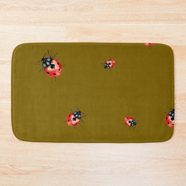 Item preview, Ladybug red nature pattern a watercolor sketch khaki designed and sold by Yana Mustafina | Boho Soulful Designs.