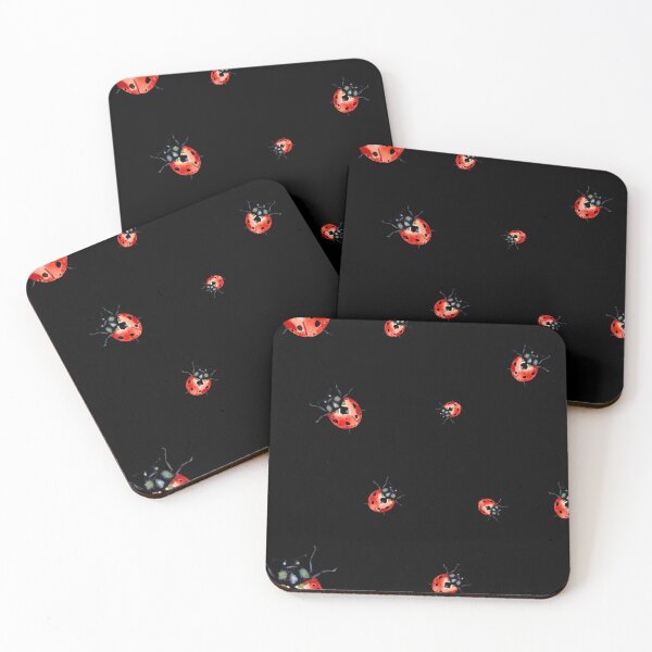 Item preview, Ladybug red nature pattern a watercolor sketch black designed and sold by Yana Mustafina | Boho Soulful Designs.