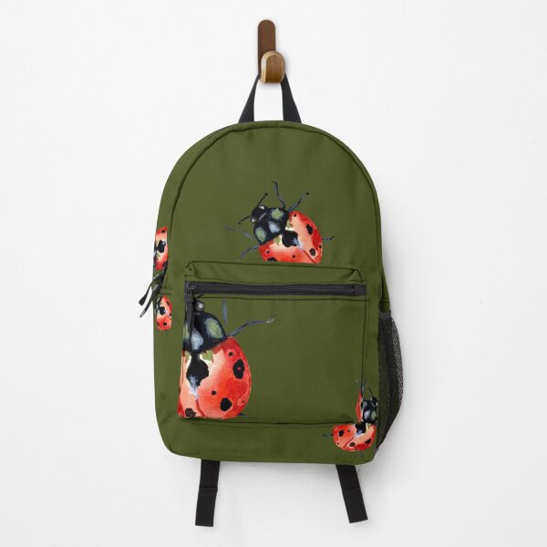 Item preview, Ladybug red nature pattern a watercolor sketch green designed and sold by Yana Mustafina | Boho Soulful Designs.