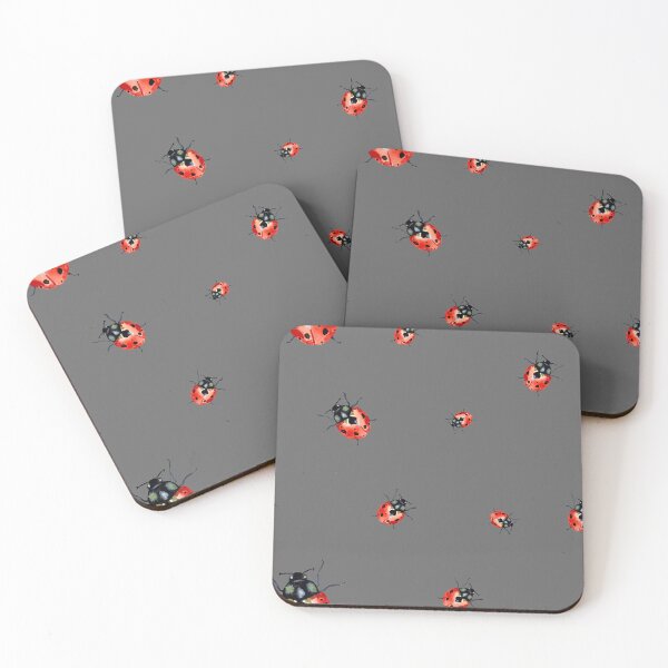 Item preview, Ladybug red nature pattern a watercolor sketch grey designed and sold by Yana Mustafina | Boho Soulful Designs.