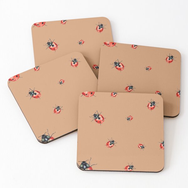 Item preview, Ladybug red nature pattern a watercolor sketch peach designed and sold by Yana Mustafina | Boho Soulful Designs.