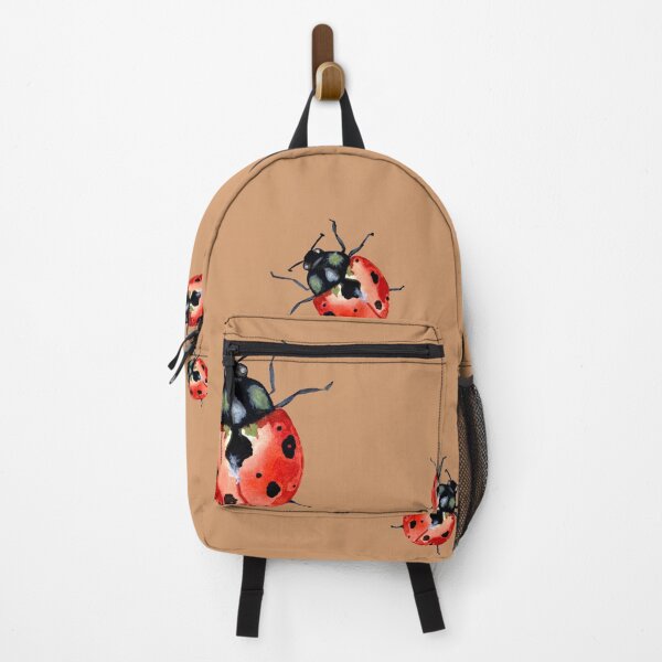 Item preview, Ladybug red nature pattern a watercolor sketch peach designed and sold by Yana Mustafina | Boho Soulful Designs.