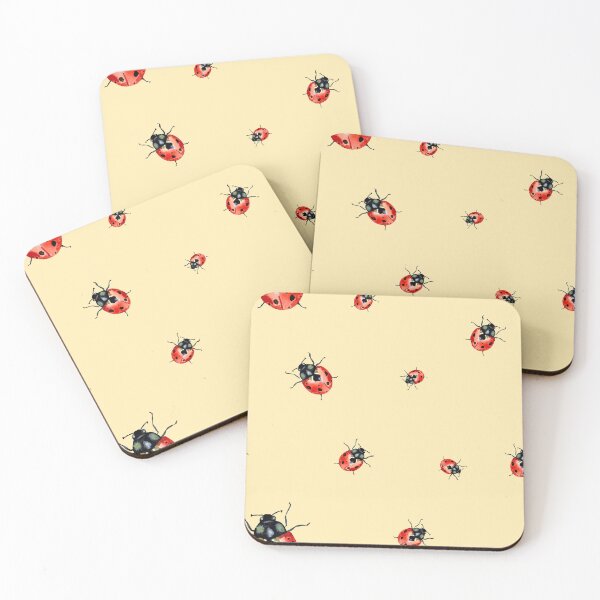 Item preview, Ladybug red nature pattern a watercolor sketch yellow designed and sold by Yana Mustafina | Boho Soulful Designs.