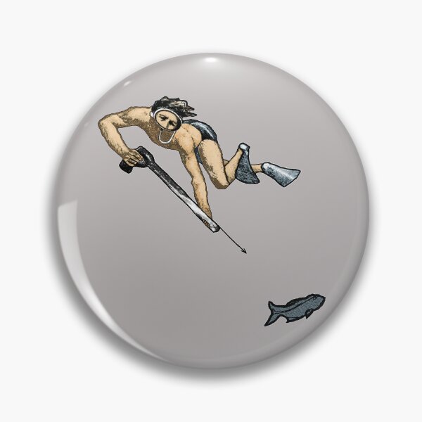 Item preview, Vintage Spearfishing Freediving Diver with a Speargun and a Fish URM designed and sold by urmaddad.