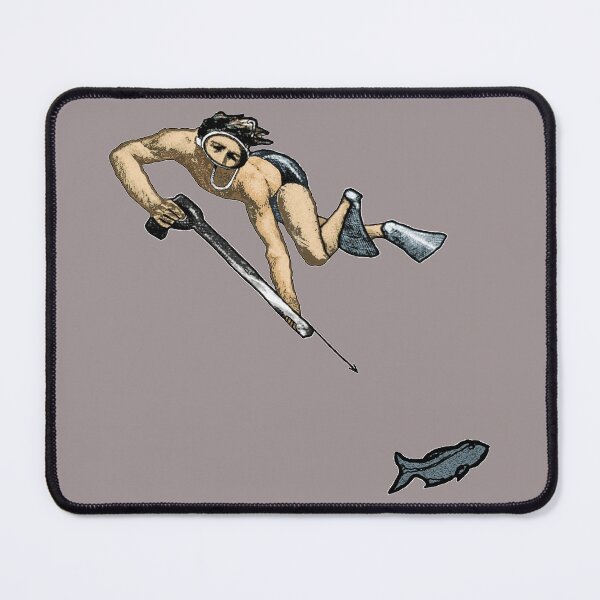 Item preview, Vintage Spearfishing Freediving Diver with a Speargun and a Fish URM designed and sold by urmaddad.