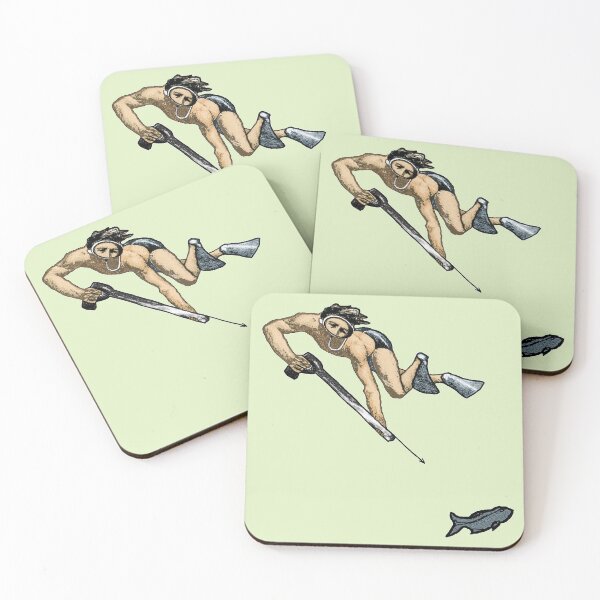 Item preview, Vintage Spearfishing Freediving Diver with a Speargun and a Fish URM designed and sold by urmaddad.