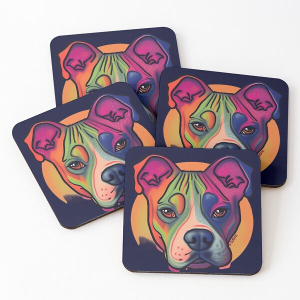Item preview, Retro Sunset Colorful Pit Bull designed and sold by Alex-JuJu.