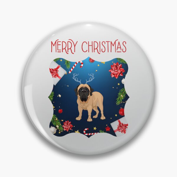 Item preview, Merry Christmas with English Mastiff with Reindeer Ear designed and sold by SeasonalDogs.