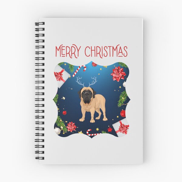Item preview, Merry Christmas with English Mastiff with Reindeer Ear designed and sold by SeasonalDogs.