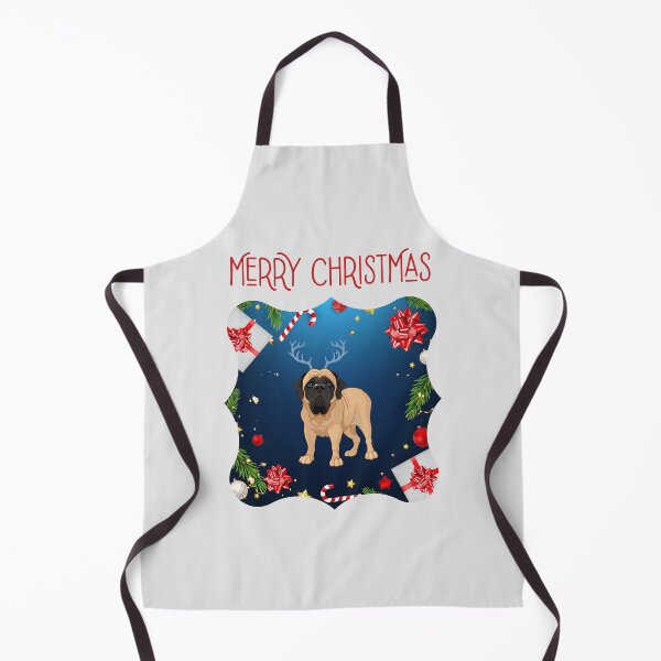 Item preview, Merry Christmas with English Mastiff with Reindeer Ear designed and sold by SeasonalDogs.