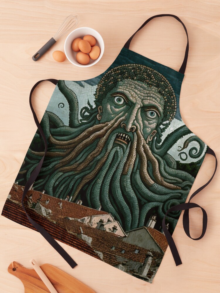 Apron, Dies Cthulhu Ad Oppidum Venit. designed and sold by masukomi