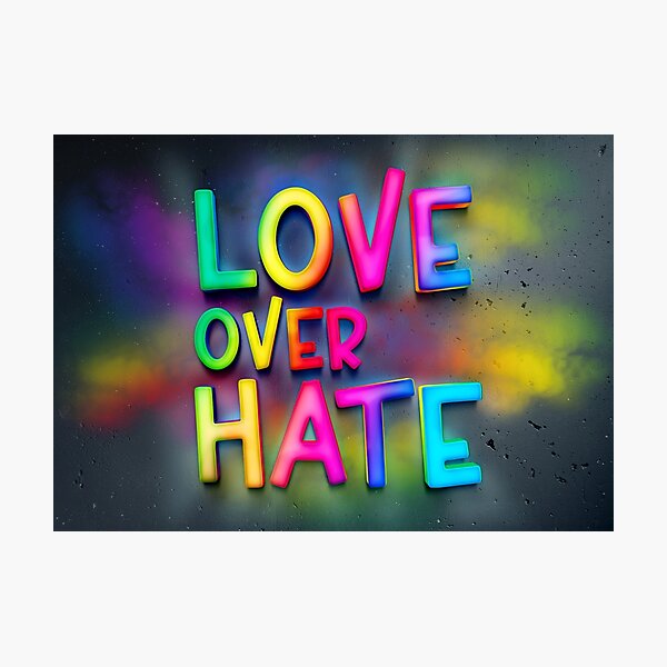 Item preview, Love Over Hate Rainbow Gradient Sans Serif Typography Inspirational Quote designed and sold by Cawaiico.