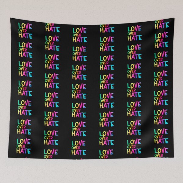 Item preview, Love Over Hate Rainbow Gradient Sans Serif Typography Inspirational Quote designed and sold by Cawaiico.