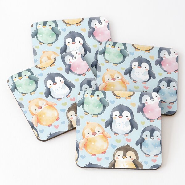 Item preview, Cute Kawaii Penguin Pattern Happy Pastel Colors designed and sold by ClairesPatterns.