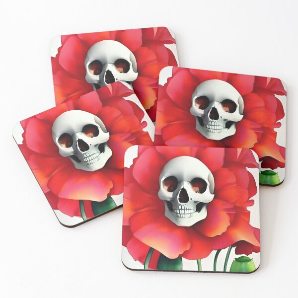 Item preview, Cool skull and pretty poppies designed and sold by ZiolaRosa.