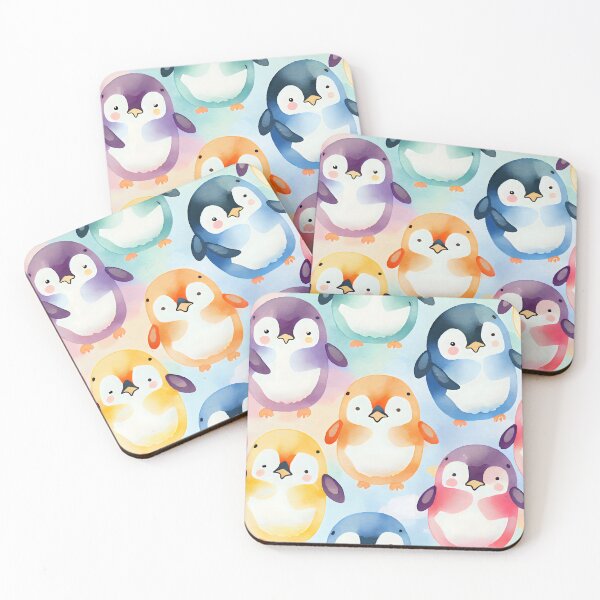 Item preview,  Cute Kawaii Penguin Pattern Multi Colored Happy Pastel Colors designed and sold by ClairesPatterns.