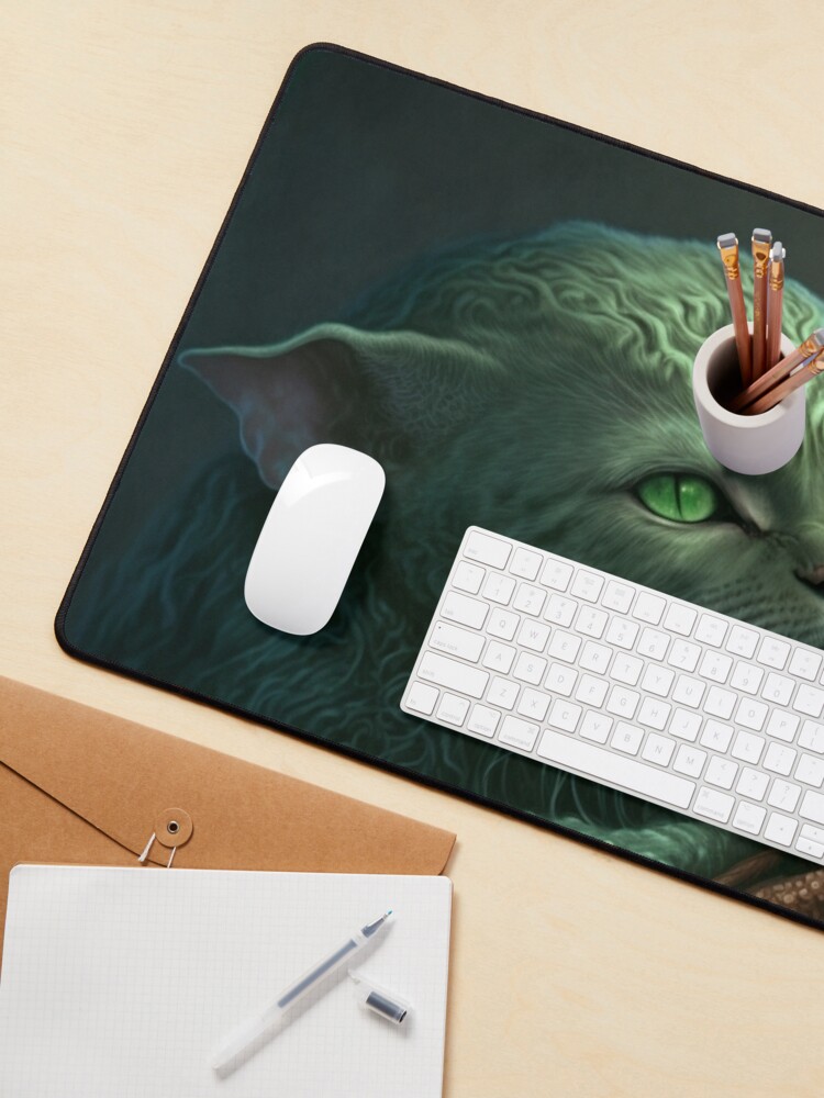 Thumbnail 3 of 5, Mouse Pad, Green Kitty & Spawn of The Elder God designed and sold by masukomi.