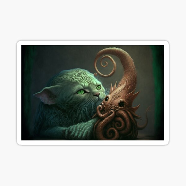 Green Kitty & Spawn of The Elder God Sticker