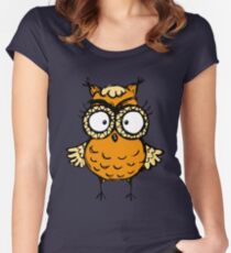 Cute funny hand drawn owl Women's Fitted Scoop T-Shirt