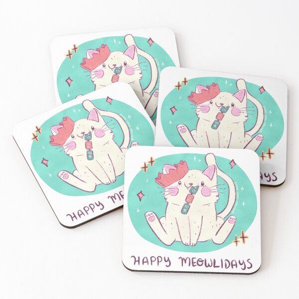 Item preview, Happy Meowlidays - Cute British Christmas Holiday Cat Pun designed and sold by UnicornCandyCas.