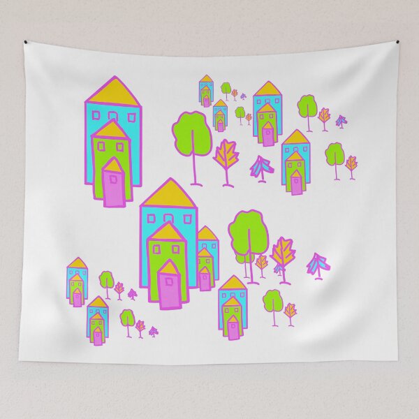 Item preview, Cartoon colorful houses and trees designed and sold by stavina.